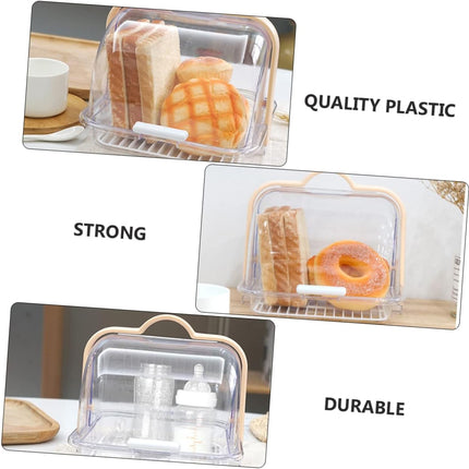 Transparent Food Storage Container with Lid and Drip Tray for Bread Milk Packaging.