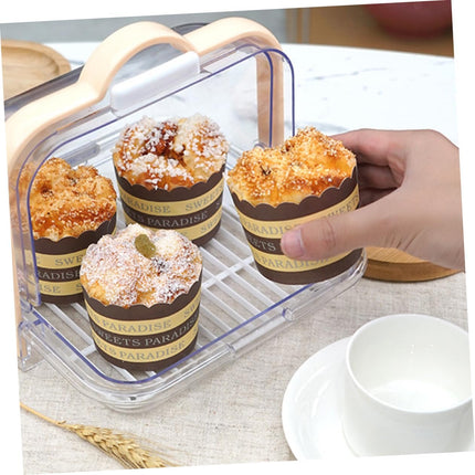 Transparent Food Storage Container with Lid and Drip Tray for Bread Milk Packaging.