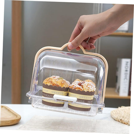 Transparent Food Storage Container with Lid and Drip Tray for Bread Milk Packaging.