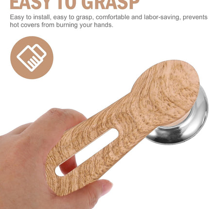 2 Pack Universal Pan Lid Knob Replacement Handle Heat Resistant Wooden & Red.