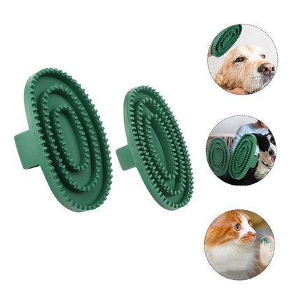 2 Pack Pet Massage Brush for Dog and Cat Grooming Green.