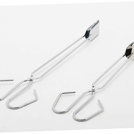 Silver Stainless Steel BBQ Tongs with Long Handle Heat Resistant Barbecue Tongs for Meat & Vegetables.