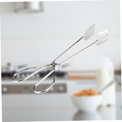 Silver Stainless Steel BBQ Tongs with Long Handle Heat Resistant Barbecue Tongs for Meat & Vegetables.