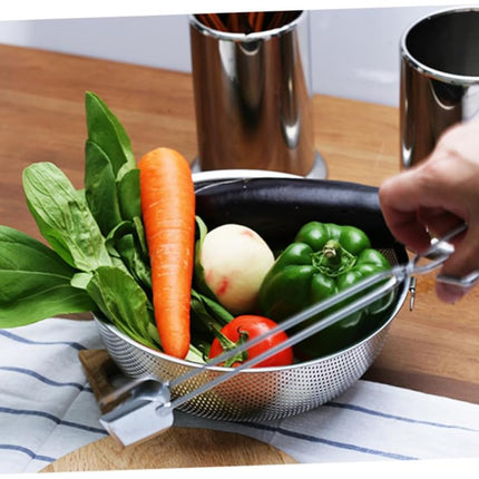 Silver Stainless Steel BBQ Tongs with Long Handle Heat Resistant Barbecue Tongs for Meat & Vegetables.