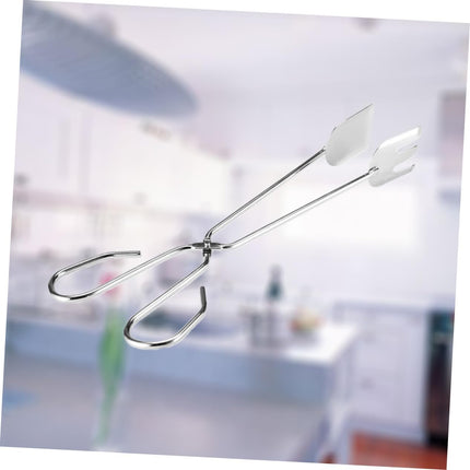 Silver Stainless Steel BBQ Tongs with Long Handle Heat Resistant Barbecue Tongs for Meat & Vegetables.