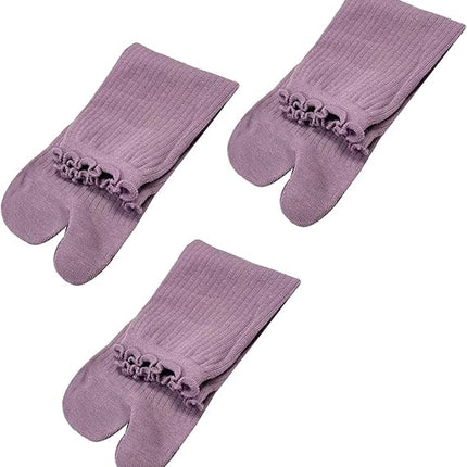 3 Pairs Women's Split Toe Slipper Socks Purple.