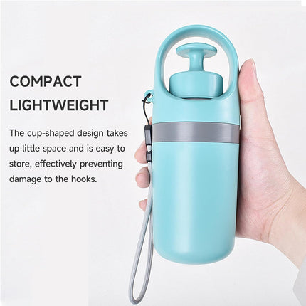 Portable 6-Claw Dog Poop Scooper with Built-in Bag Dispenser - Blue.