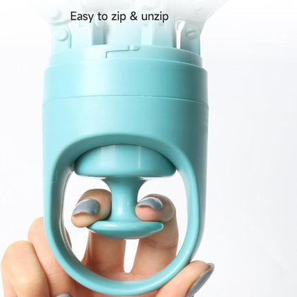 Portable 6-Claw Dog Poop Scooper with Built-in Bag Dispenser - Blue.