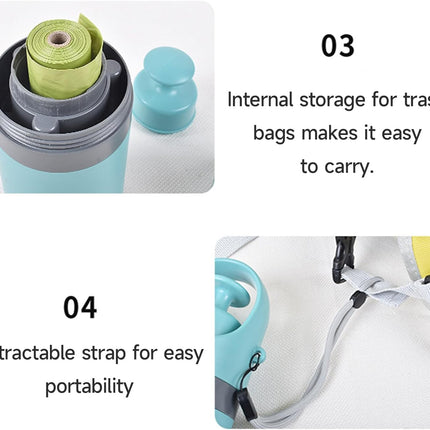 Portable 6-Claw Dog Poop Scooper with Built-in Bag Dispenser - Blue.