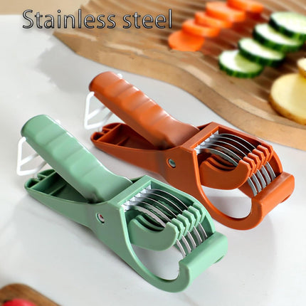 Adjustable Mandoline Slicer with Handle and Safety Guard - Cuts 6 Slices at Once - Vegetable Cutter for Cucumber Carrot Potato - 2 Pack.