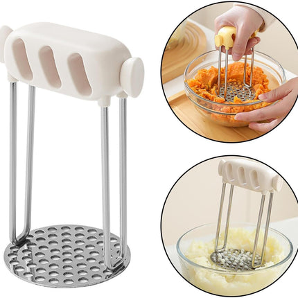 Professional Potato & Vegetable Masher with Honeycomb Design - Stainless Steel Puree Maker - Dishwasher Safe.