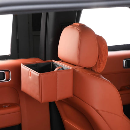 Foldable Car Trash Bin & Organizer Leakproof Waterproof PU Leather Orange.