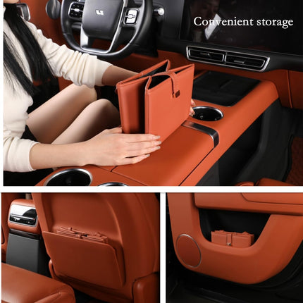 Foldable Car Trash Bin & Organizer Leakproof Waterproof PU Leather Orange.