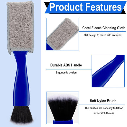 2-in-1 Interior Cleaner Brush for Car Ventilation & Dashboard - Microfiber Dust Cleaning Tool.
