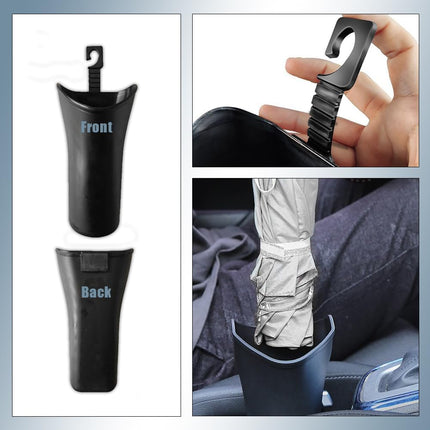 Car Trash Bin & Organizer - Under Seat or Center Console Storage Box with Umbrella Holder - Black - Set of 1.