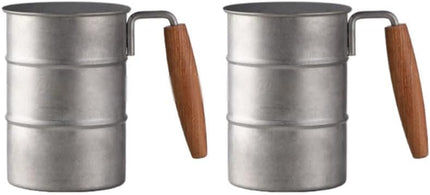 Outdoor Coffee Mug with Wooden Handle 350ml Set of 2 Camping Beer Cup for Outdoor Use.