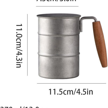 Outdoor Coffee Mug with Wooden Handle 350ml Set of 2 Camping Beer Cup for Outdoor Use.