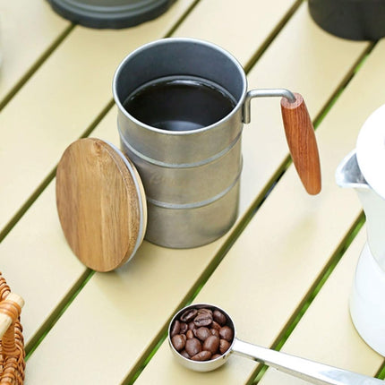 Outdoor Coffee Mug with Wooden Handle 350ml Set of 2 Camping Beer Cup for Outdoor Use.