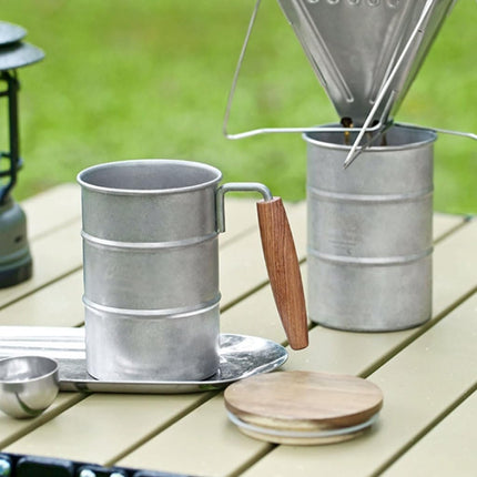 Outdoor Coffee Mug with Wooden Handle 350ml Set of 2 Camping Beer Cup for Outdoor Use.