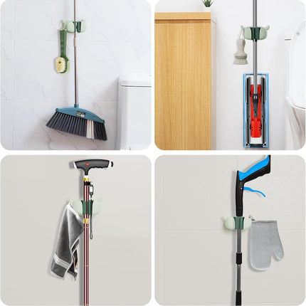 Self-Adhesive Toilet Brush Holder 2 Pack Green - No Drilling Required Wall Mounted Universal Bathroom WC Organizer.