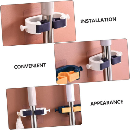 Adhesive Wall Hooks Set of 4 No Drill Hanging System for Kitchen and Garage.