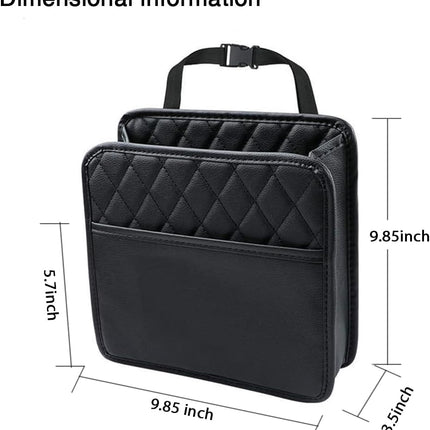 Car Seat Organizer 2 Pack - Black Backrest Storage Bag with Pockets - Car Interior Accessory.