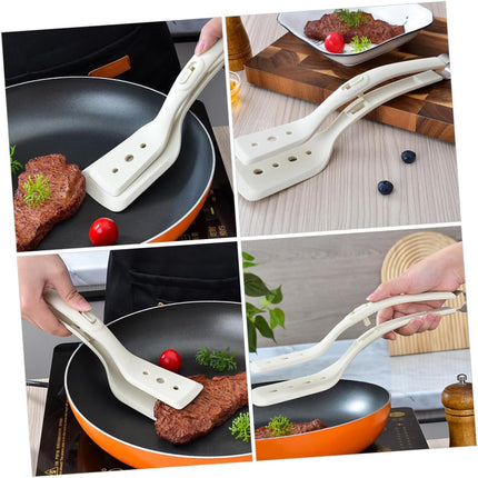 2-in-1 Silicone Spatula Tong Set of 2 Heat Resistant for Flipping and Serving.