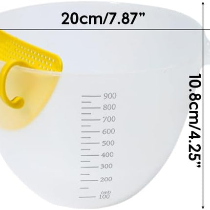 Multifunctional Colander Bowl with Strainer - Measuring Cup/Funnel / Egg Separator - Ideal for Baking.