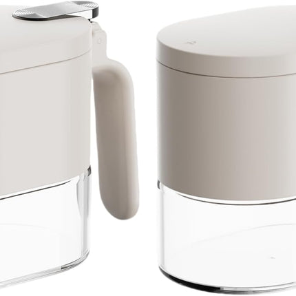 2 Piece Stylish Airtight Herb Jars with Spoon in Lid for Sugar & Salt.