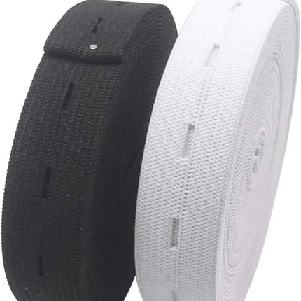 2 Pack Adjustable Elastic Waistbands 5 Meters Black & White Universal Fit for Pants All Sizes Clothing.