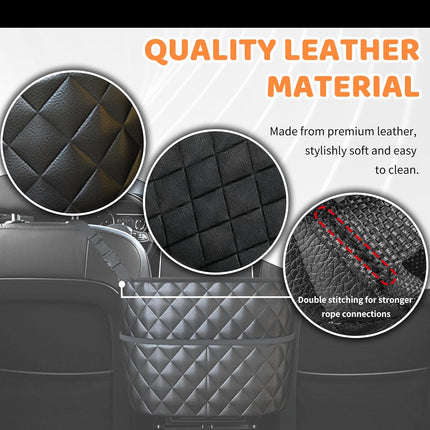 Car Seat Back Organizer with Storage Pockets - Black Vehicle Interior Accessory.