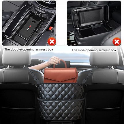 Car Seat Back Organizer with Storage Pockets - Black Vehicle Interior Accessory.