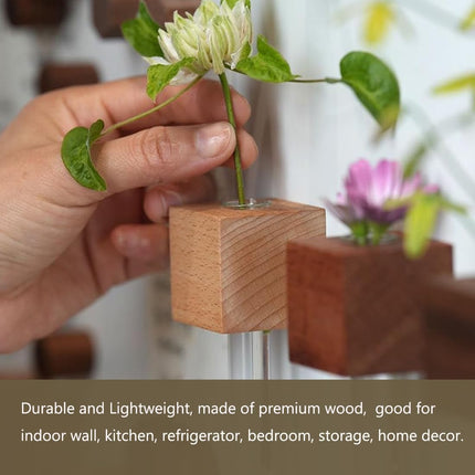Magnetic Fridge Vases Set of 2 Wooden Decor for Stems & Dried Flowers.