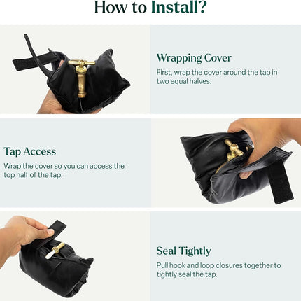 2 Pack Black Outdoor Faucet Cover Winter Freeze Protection Waterproof Insulated Garden Tap Sleeve Universal Cold Weather Shield.