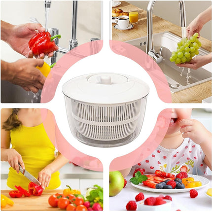 Multifunctional Salad Spinner with Colander Fast Drying Collapsible Vegetable Fruit Kitchen Tool.