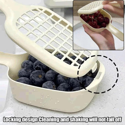 2-in-1 Sink Strainer Colander 2-in-1 Sink & Strainer Handy Shake and Drain System for Vegetables Fruit & Salad Large Capacity Yellow.