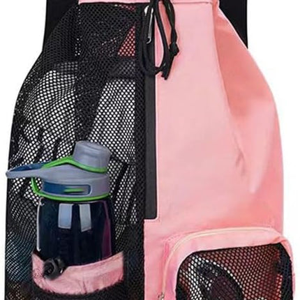 Large Mesh Gym Bag with Waterproof Compartment - Beach & Festival Backpack with Wet/Dry Separation.