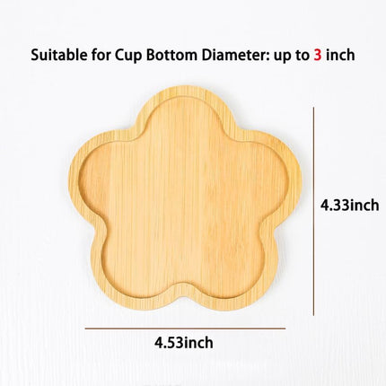 Bamboo Glass Coasters with Raised Edge Set of 4 - Heat & Water Ring Protection Table Mats - Rustic Style.