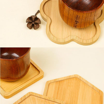 Bamboo Glass Coasters with Raised Edge Set of 4 - Heat & Water Ring Protection Table Mats - Rustic Style.