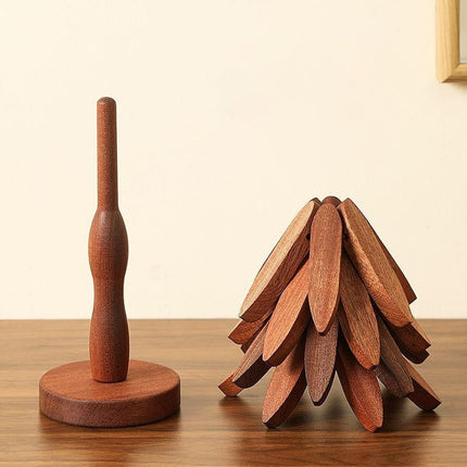 2-Piece Foldable Christmas Tree Design Pot Holders Set Decorative Heat Resistant Trivets with Holder for Hot Pans.