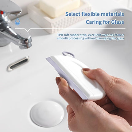 2 Pack Silicone Squeegee with Hanging Hook for Bathroom Mirror and Car Streak-Free Cleaning Tool.