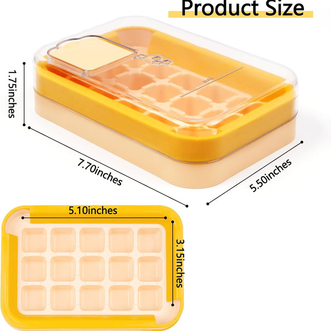2-in-1 Ice Cube Tray with Lid Easy Release One Press Ice Mold Set for Freezer.