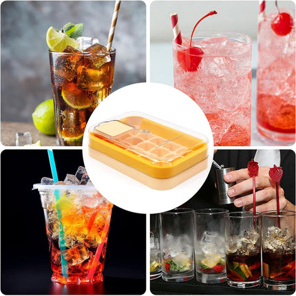 2-in-1 Ice Cube Tray with Lid Easy Release One Press Ice Mold Set for Freezer.