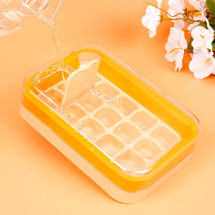 2-in-1 Ice Cube Tray with Lid Easy Release One Press Ice Mold Set for Freezer.