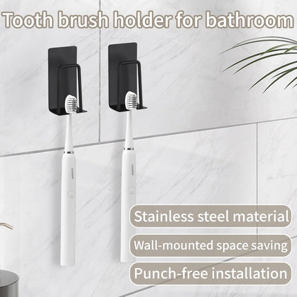 4 Pack Self-Adhesive Stainless Steel Wall Mount Toothbrush Holder No Drilling Required for Electric Toothbrushes Black.