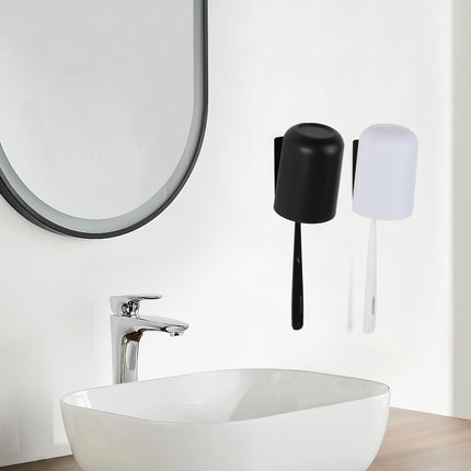4 Pack Self-Adhesive Stainless Steel Wall Mount Toothbrush Holder No Drilling Required for Electric Toothbrushes Black.