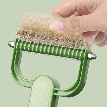 Double-Sided Pet Brush for Dogs & Cats - Green - Undercoat Comb with Non-Slip Handle - Removes Tangles & Loose Hair - 1 Piece.