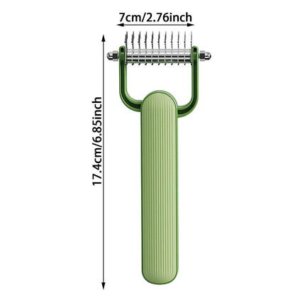 Double-Sided Pet Brush for Dogs & Cats - Green - Undercoat Comb with Non-Slip Handle - Removes Tangles & Loose Hair - 1 Piece.