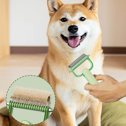 Double-Sided Pet Brush for Dogs & Cats - Green - Undercoat Comb with Non-Slip Handle - Removes Tangles & Loose Hair - 1 Piece.