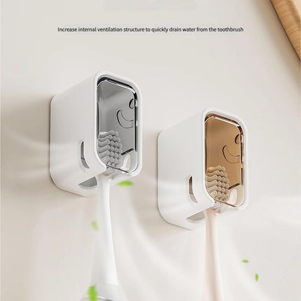 2 Pack Toilet Brush Holder with Lid No Drilling Waterproof Dustproof Bathroom Wall Mounted.